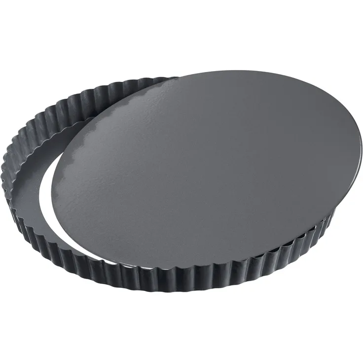 Kaiser La Forme Plus Tarteform mit Hebeboden 28 cm, Quiche Backform mit Wellenrand, leboden, antihaftbeschichtet, schnittfest