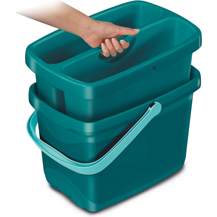 Leifheit Eimer Combi Box mit 2 Kammern für Wasser und Putzutensilien, platzsparend stapelbarer Putzeimer, Aufbewahrungsbox für Eimer Combi – Bild 2