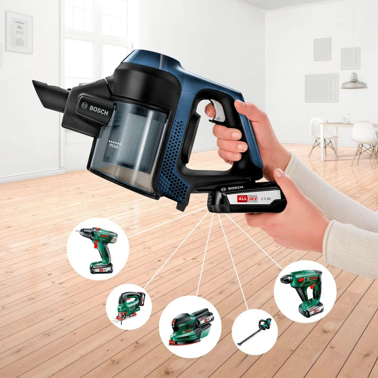 Bosch BBS611PCK Unlimited Serie 6 Handstaubsauger, 30 min Akkubetrieb, Akkuwechsel-Option, blau – Bild 8