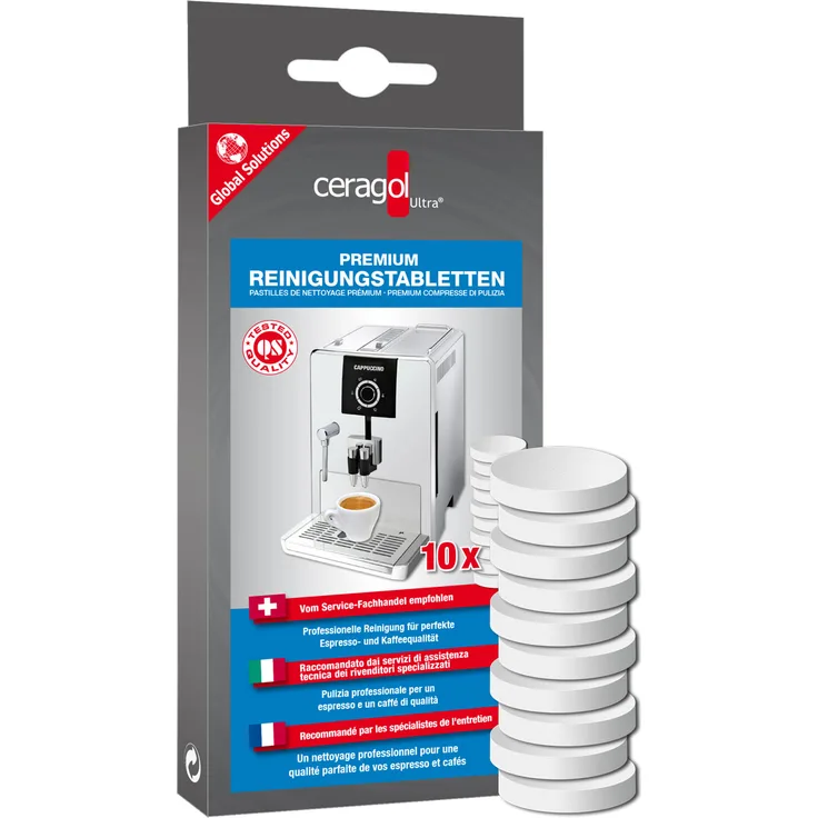ceragol ultra Reinigungstabletten für alle Kaffeeautomaten und Espressomaschinen, 10 Stück