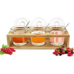 Sendez 3 Gewürzgläser mit Holzkiste und Löffeln Gewürzdosen Parmesandosen Marmeladendosen Set Honigdose Dose Zuckerdose Salzdose Vorratsdose
