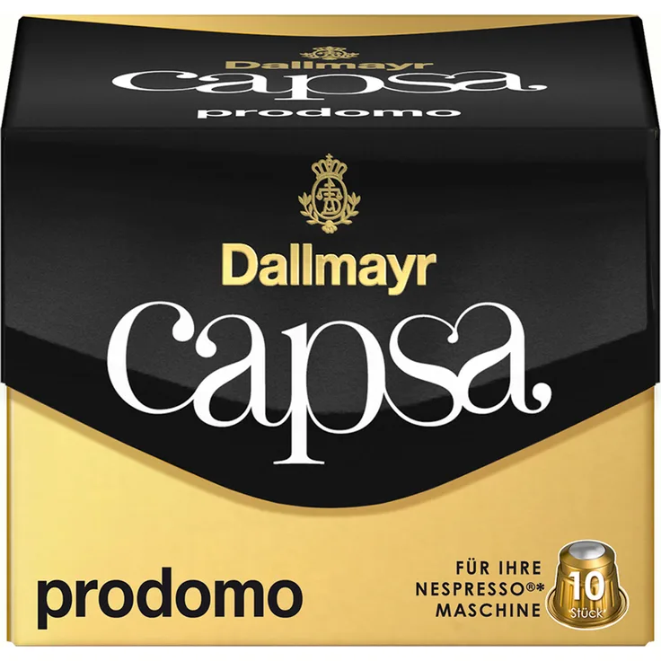 Dallmayr Capsa Prodomo, Nespresso Kompatibel Kapsel, Kaffeekapsel, Arabica Röstkaffee, Kaffee, 10 Kapseln, 56 g