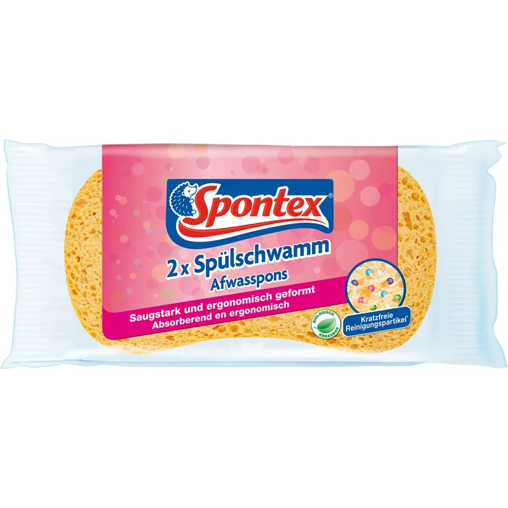 Spontex Spülschwamm, Saugstark & mit Reinigungspartikeln (1 x 2 Stück)