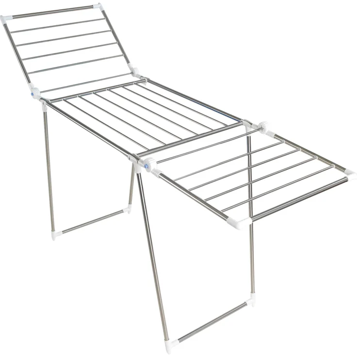 Wenko 3774014100 Flügel Wäschetrockner Profi Plus, mit Zubehör-Set, 15 m Trockenlänge, zusammenklappbar, Edelstahl rostfrei, 196 x 90 x 63 cm, Silber matt – Bild 1
