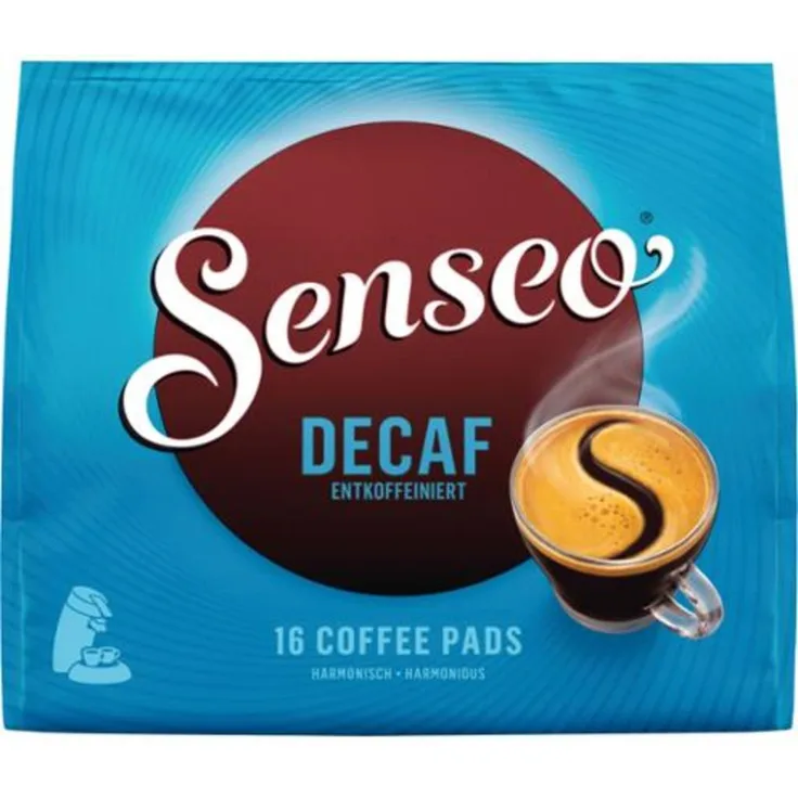 Senseo Kaffeepads Entkoffeiniert / Decaf, Reiches Aroma, Intensiv & Ausgewogen, Kaffee, neues Design, 16 Pads