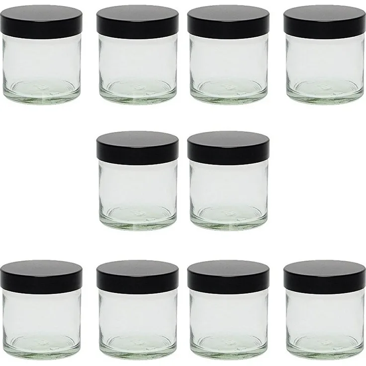 10 kleine Glastiegel 60ml - Salbentiegel-Cremetiegel aus Klarglas inkl. Beschriftungs-Etiketten