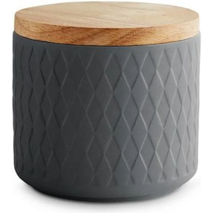 Springlane Aufbewahrungsdose Keramik, Kautschukholz, Silikon, 0,38L, dunkelgrau, 10,1 x 9,3 cm