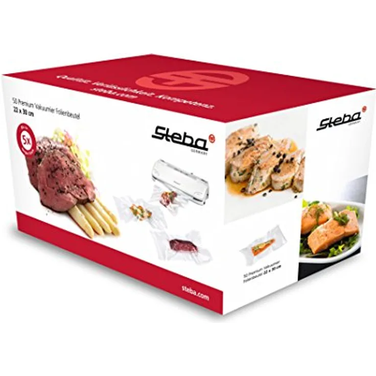 Steba 932000 50 Premium Vakuumier Folienbeutel 22 x 30 cm, praktische Pull-Box