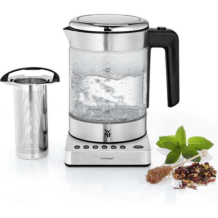 WMF Küchenminis 2 in 1 Vario Wasserkocher, mit Temperatureinstellung, 1,0l, 1900 W, Teekocher Glas mit Teebeutelhalter und Sieb – Bild 3