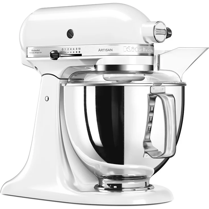 KitchenAid Artisan 5KSM175PSEWH Küchenmaschine mit Direktantrieb, 300W, 4,8L Edelstahlschüssel, weiß, Serie: 5KSM175PS – Bild 2