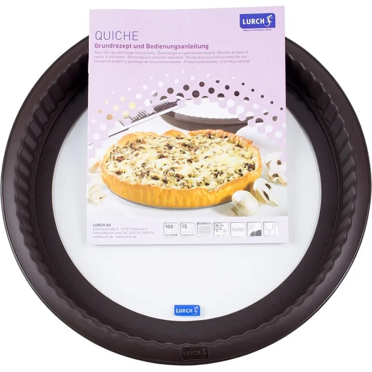 Lurch 85009 Flexiform Quicheform aus Silikon mit Glasboden 26 cm