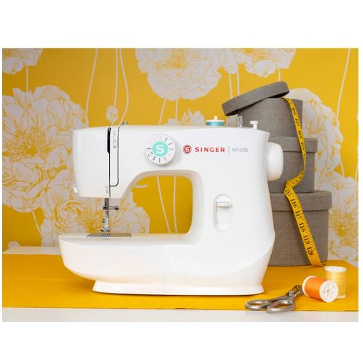 Singer M1505 Freiarm-Nähmaschine 6 Nähprogramme Vier-Stufen-Knopflochautomatik Wahlrad Freiarm-Nähmaschine, weiß – Bild 10