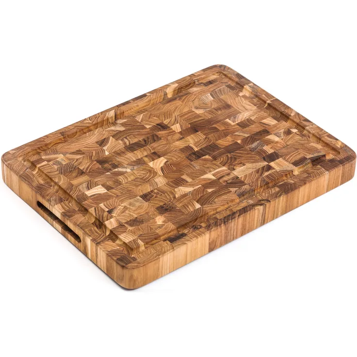 Teak Haus th311 Küchenbrett, für Metzger mit Saftrille, Saft, Holz, Mehrfarbig, 40 x 30 x 3,8 cm