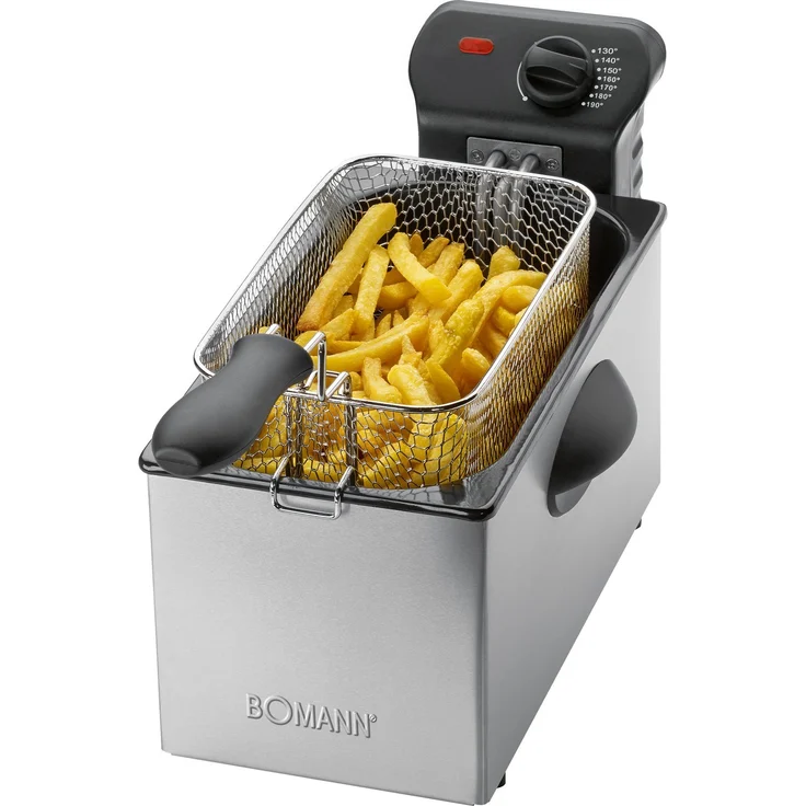 Bomann FR 2264 CB Edelstahl-Fritteuse mit Kaltzonentechnik, 3 L, 2000 W, Edelstahl-Heizspirale herausnehmbar – Bild 2