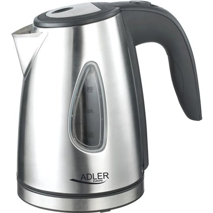 Adler AD 1203 AD1203 Wasserkocher 1630 W, Edelstahl 1 Liter, Silber-Schwarz