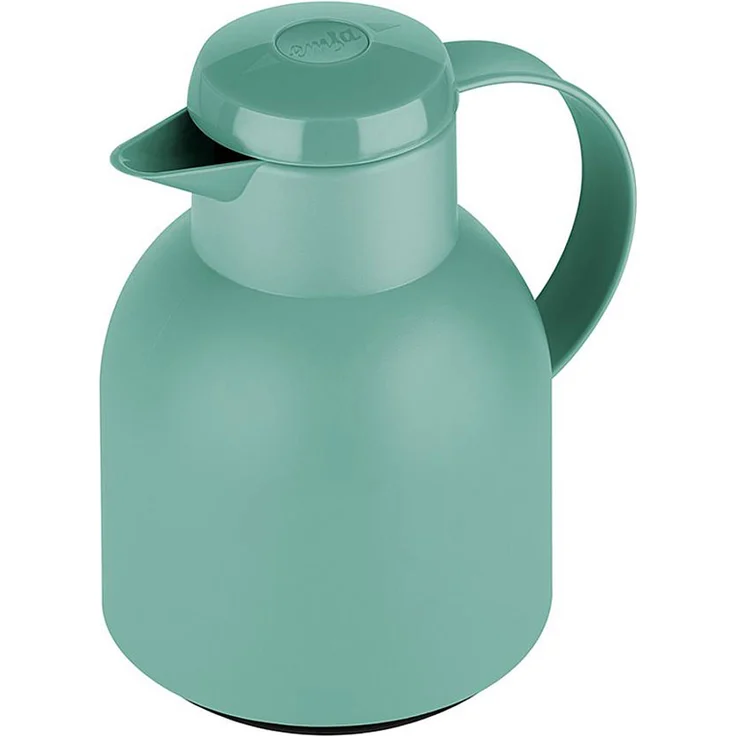 Emsa F4010200 Samba Isolierkanne (1 Liter, Quick Press Verschluss, 12h heiß, 24h kalt) puder-grün – Bild 2