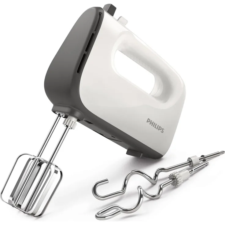Philips HR3740-00 Handmixer, Taste zum leichter Herausnehmen des Quirls, weiß-grau