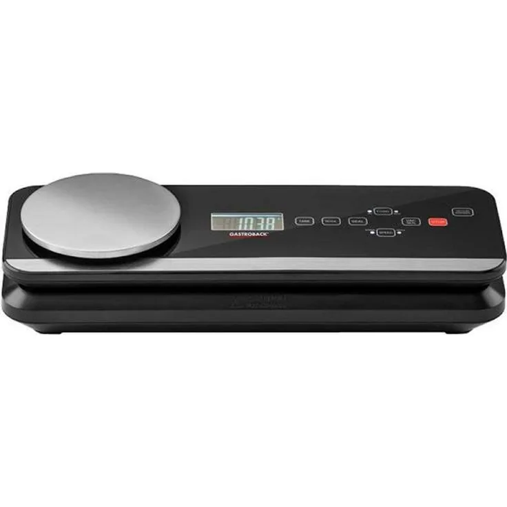 Gastroback 46014 Design Vakuumierer Advanced Scale Pro, Sensor-Touch Bedienung Integrierte Präzisionswaage mit Tara-Funktion 8 Liter-Min. Vakuumierleistung (0,6 bar), 120 Watt, schwarz