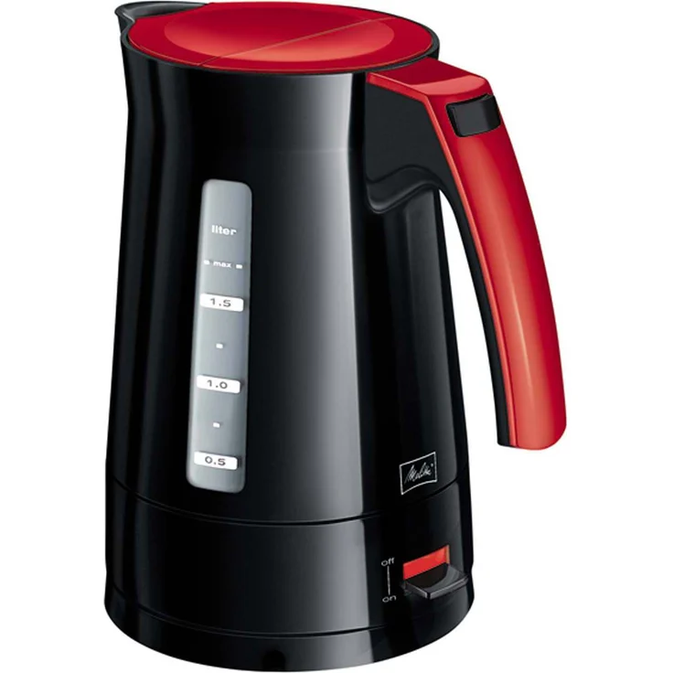 Melitta Enjoy Wasserkocher Aqua 1,7 Liter Hochglanz 2.400 Watt schwarz-rot, 100301 bk-rd – Bild 1