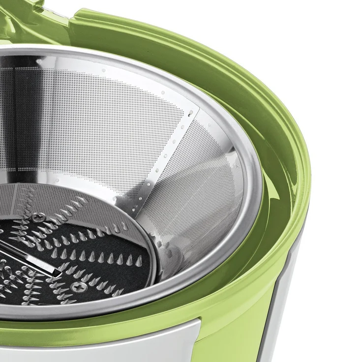 Bosch MES25G0 Entsafter VitaJuice 2 700 W, XL-Einfüllschacht, Edelstahl-Microfilter-Sieb, Ausgießer mit DripStop, weiß - apfelgrün – Bild 3
