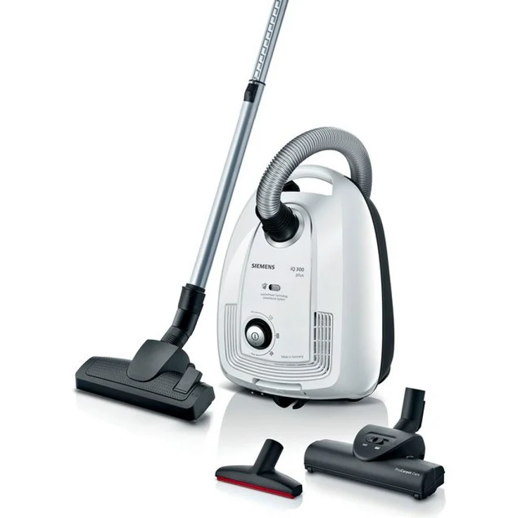 Siemens Bodenstaubsauger VSP3T212, weiß-schwarz, 900 Watt, mit Beutel, inkl. Turbobürste, Fugendüse und XXL-Polsterdüse – Bild 1