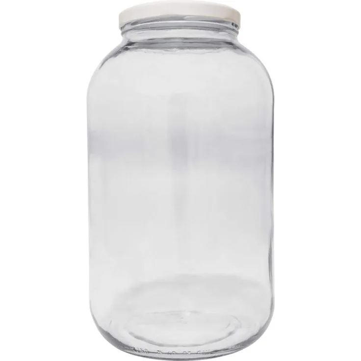 Viva Haushaltswaren XXL Einmachglas 4250ml, Glasdose, Vorratsglas mit weißem Schraubverschluss und Beschriftungsetikett Vorratsdose, Glas, transparent, 15.9 x 15.9 x 27 cm