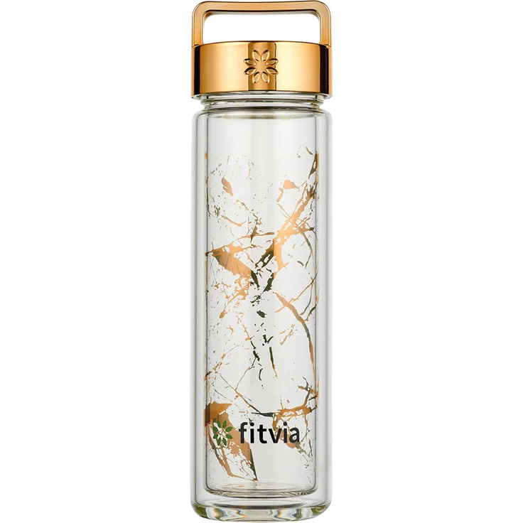 Fitvia Isolierflasche Gold Marble – Bild 1