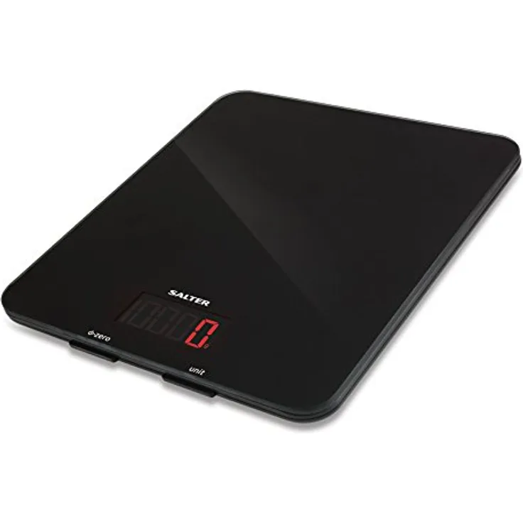 SALTER digitale Küchenwaage, Stylisches Design, Glasplattform, Elektronische Waage, Genaue Messergebnisse, Traglast von bis zu 10kg, Aquatronic Funktion für Flüssigkeiten
