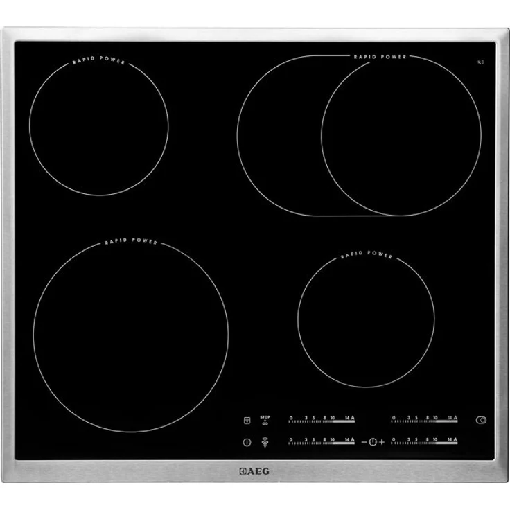 AEG HK654850XB Autarkes Kochfeld - Strahlenbeheizt - Slider-Bedienung - 60 cm - Edelstahlrahmen - 4 Kochzonen - Bräterzone - Rapid Power - Kindersicherung – Bild 6