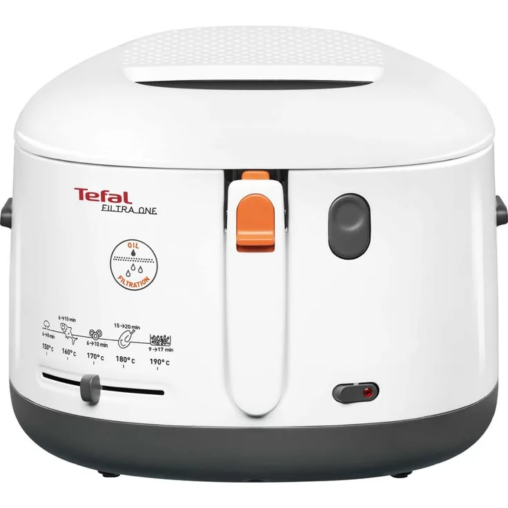 Tefal FF1631 Fritteuse One Filtra, mit Öl, 1.900 Watt, wärmeisoliert, 1,2 kg Fassungsvermögen, 2,1 Liter, weiß-anthrazit