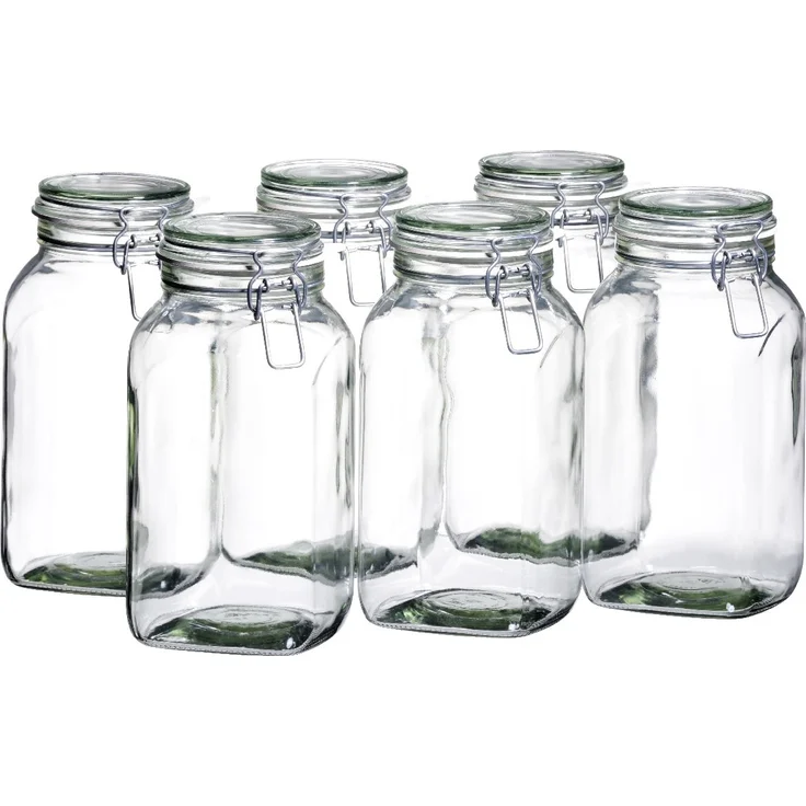 MÄSER 925343 Gothika, Einmachgläser groß, 6er Set à 2,5 l, made in Germany, Vorratsgläser mit Deckel und Drahtbügel zum luftdichten Aufbewahren, Einkochen und Einlegen, Glas, transparent – Bild 1