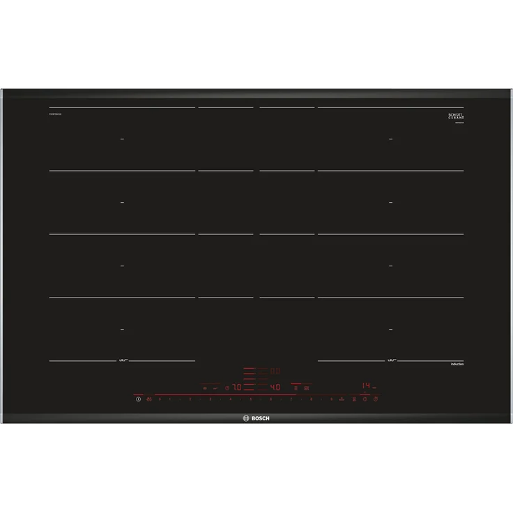 Bosch PXY875DC1E, Induktionskochfeld, Einbau, Breite 80 cm, Autark, Betriebsart elektrisch, Anzahl Kochstellen 4, Mit Rahmen aufliegend, Touchbedienung, PerfectFry Bratsensor – Bild 1