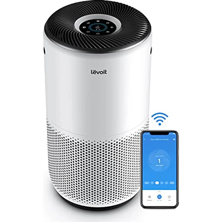 Levoit Core 400S Smart Air Purifier, Luftreiniger mit App Steuerung, bis zu 83 m², CADR 400 m³-h, Luftqualitätssensor, Alexa-kompatibel, H13 HEPA-Filter, weiß – Bild 1
