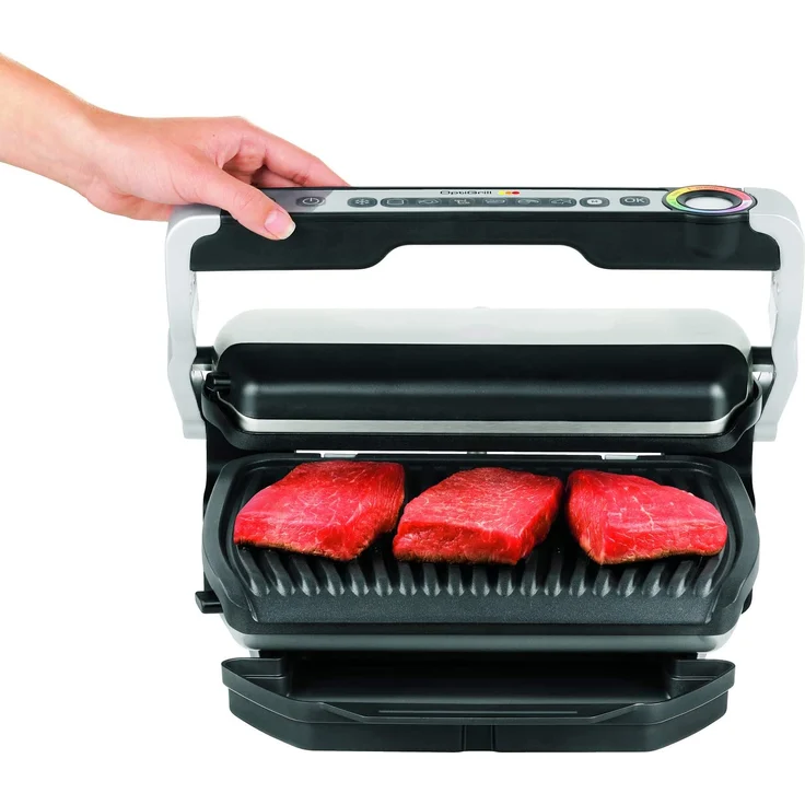 Tefal GC705D OptiGrill intelligenter Kontaktgrill, 6 automatische Programme, passt Temperatur und Grillzyklus ans Grillgut an, antihaftbeschichtete Platten, silber – Bild 3