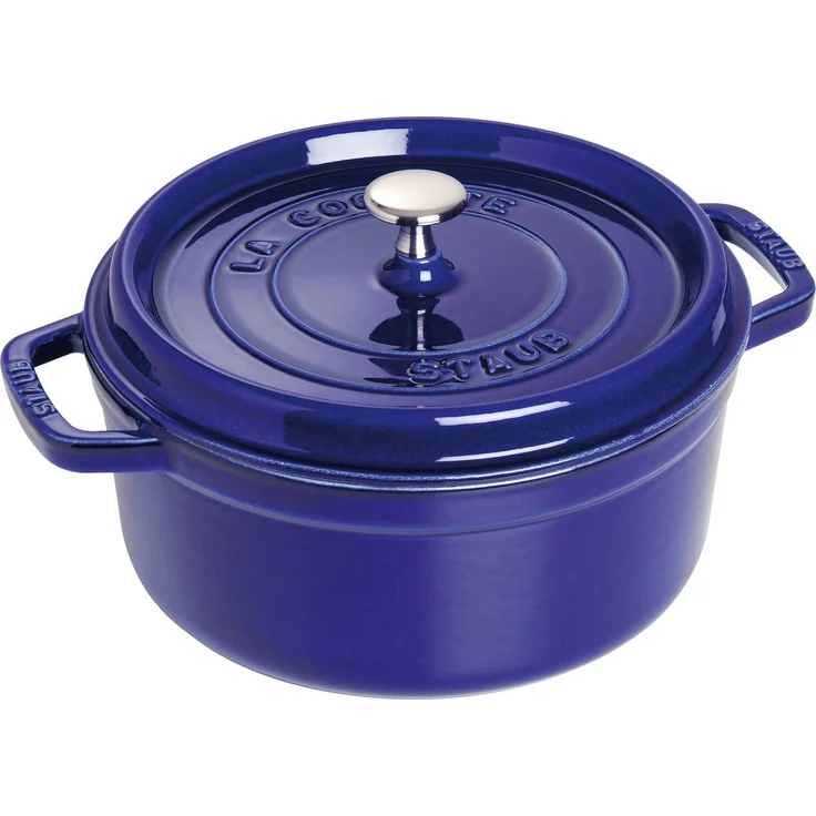 Staub 1103091 Cocotte-Bräter, rund mit Deckel 30 cm, 8,35 L, mit mattschwarzer lierung im Inneren des Topfes, dunkelblau – Bild 1