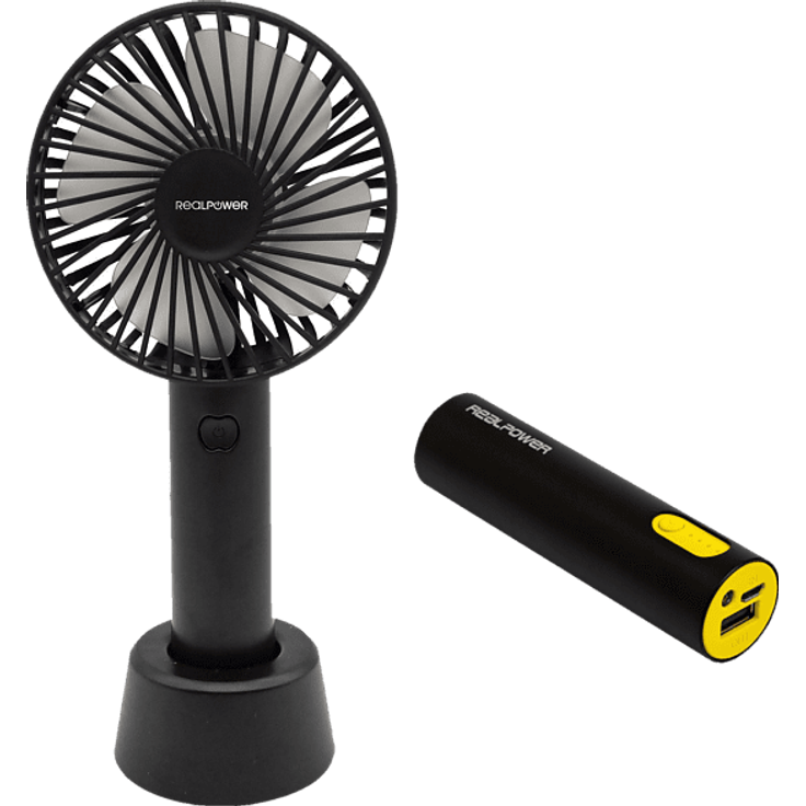 Realpower Mobile Fan Set 2.600 mAh Schwarz