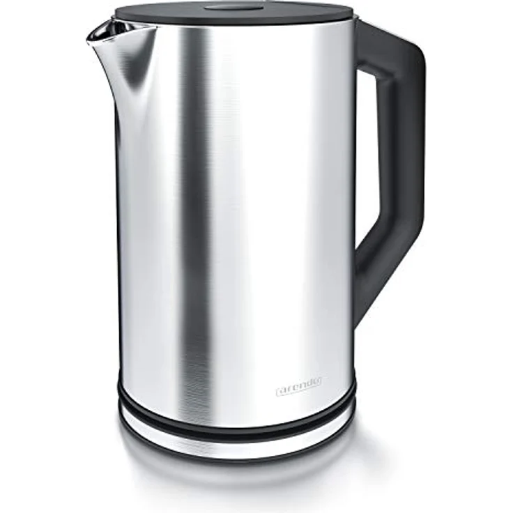 Arendo Edelstahl Wasserkocher mit Temperatureinstellung 40-100 Grad in 5er Schritten - Doppelwand Design - Modell ELEGANT - 1,5 Liter - 2200 W - Teekocher mit Temperaturanzeige - Silber glänzend – Bild 1