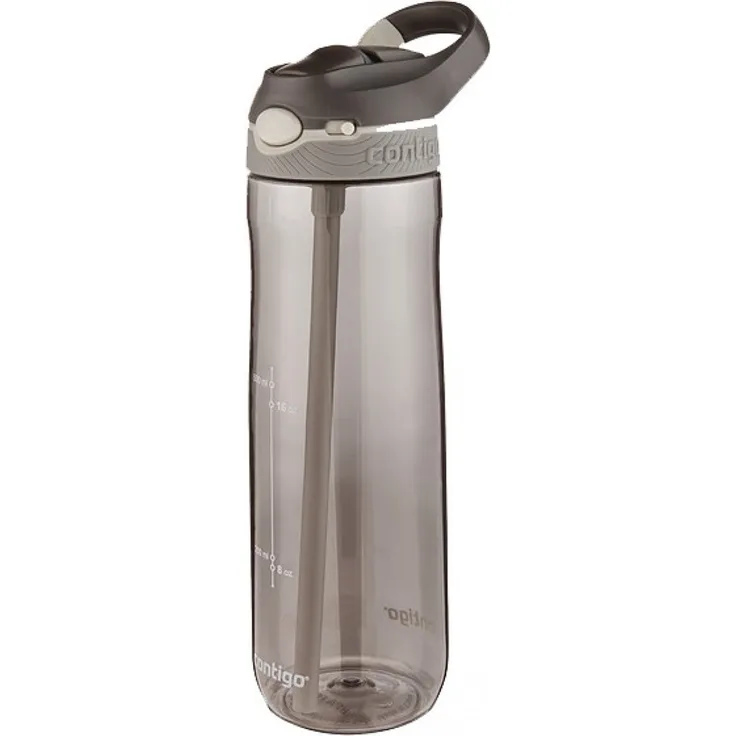 Contigo Unisex Erwachsene Trinkflasche Ashland Autospout mit Strohhalm große BPA-freie Kunststoff Wasserflasche, auslaufsicher, für Sport, Fahrrad, Joggen, Wandern, 720-1200 ml, Smoke, 720 ml