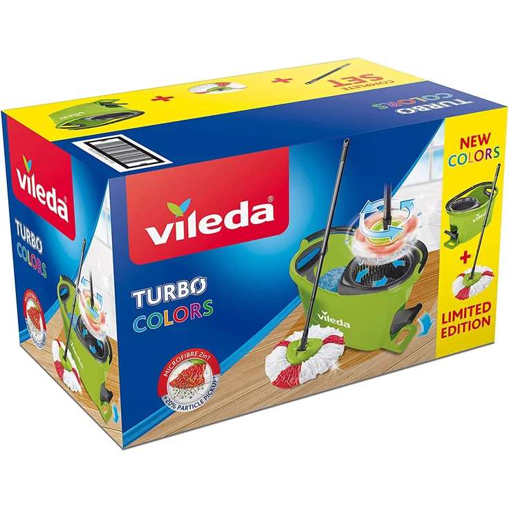 Vileda Turbo EasyWring & Clean Komplett Set, Wischmop und Eimer mit PowerSchleuder, grün – Bild 2