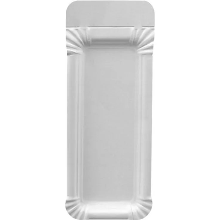 Papstar Pappteller Einwegteller eckig, weiß, mit Anfasser, pure (250 Stück), 8 x 21 cm, aus Pappe, für Grillfest, Geburtstag oder Party, Einweggeschirr