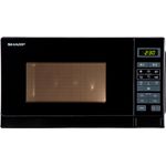 Sharp R242BKW Mikrowelle, Standgerät, 20 Liter Garraum, 800 Watt, 5 Leistungsstufen, 8 Automatikprogramme, Kindersicherung, Energiesparmodus, Glasdrehteller 25,5 cm, schwarz