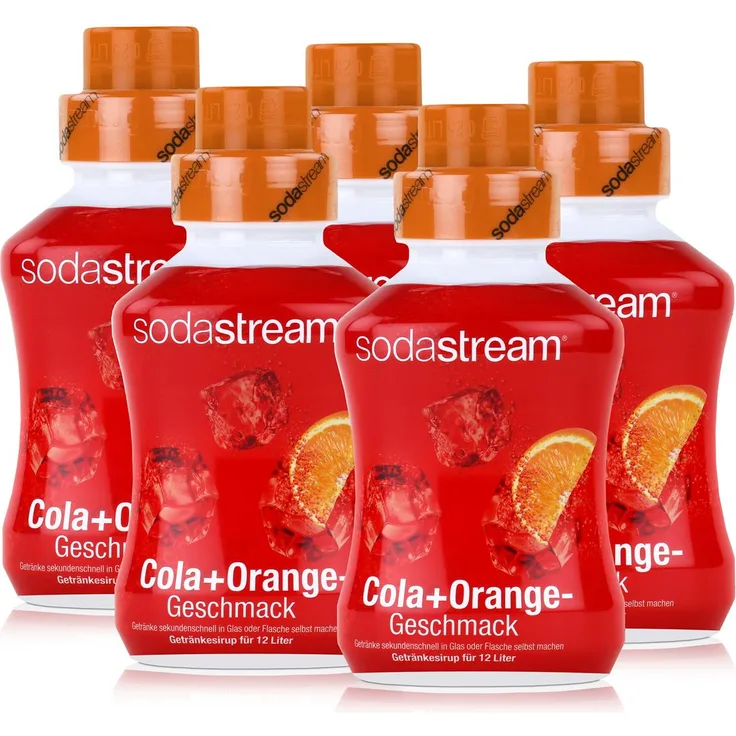 SodaStream Getränke-Sirup Softdrink Cola+Orange Geschmack 500ml, 5er Pack