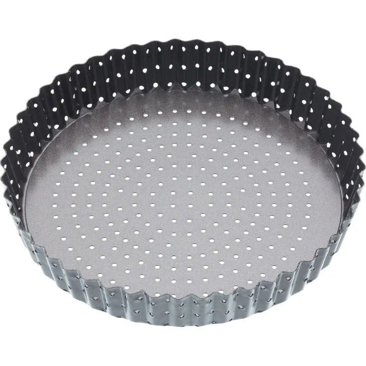 Master Class Crusty Bake Quiche-Backform, gerillt, antihaftbeschichtet, rund, Grau, Blech, grau, 25 cm