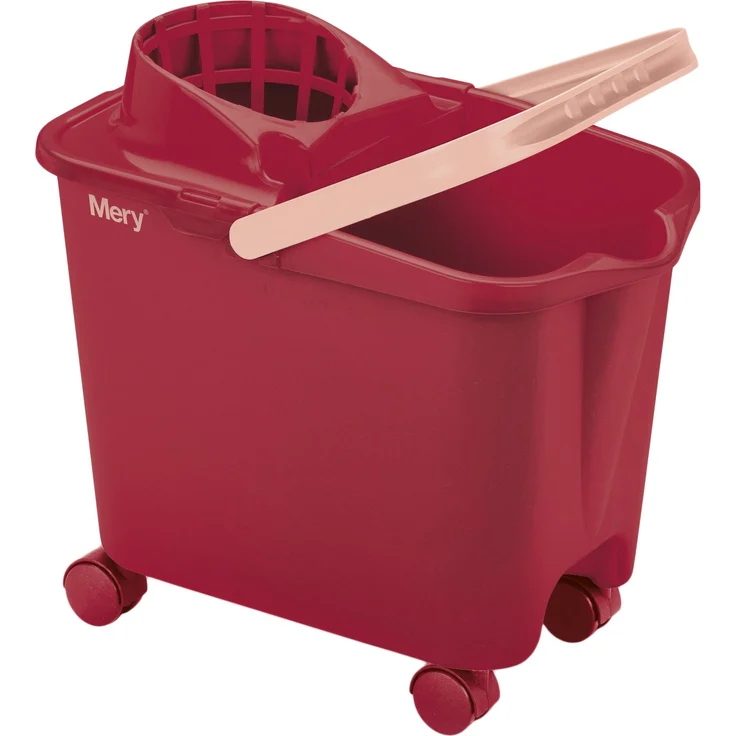 Mery 0325.34 Eimer mit Rollen, Polypropylen, Rot, 25.5 x 39 x 36.5 cm – Bild 1