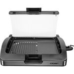 Cloer 6725 Aluminium-Druckgussplatte-Antihaftbeschichtet-Glasdeckel - 2200 Watt-Grillfläche: 29 Barbecue-Grill, silber, schwarz
