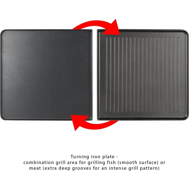 Clatronic RG 3518 Raclette-Grill mit heißem Stein zum Grillen und Überbacken, Wendegussplatte, 8 Pfännchen, 8 Holzspatel, antihaftbeschichtet – Bild 3