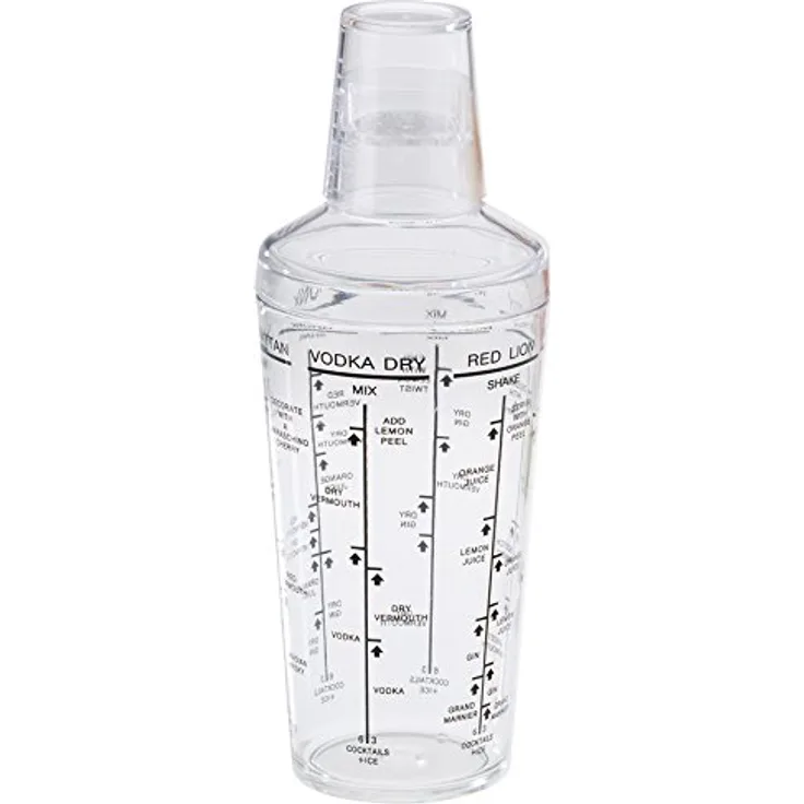 Westmark Cocktailshaker mit aufgedruckten Coktail-Rezepten, Füllvolumen: 0,5 Liter, Kunststoff, Casablanca, Transparent, 62892260
