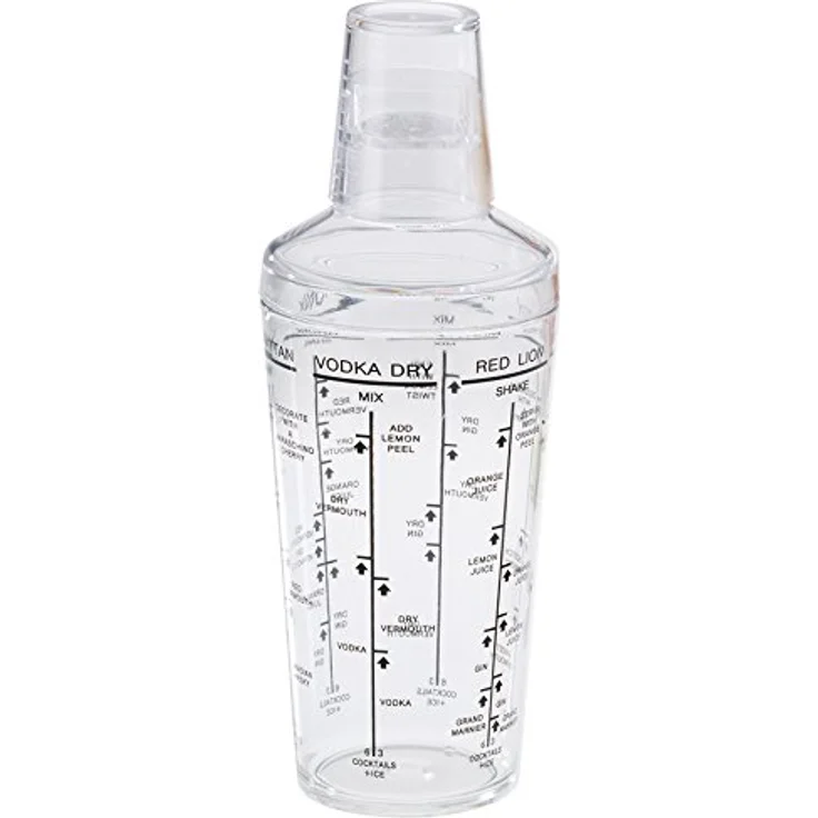 Westmark Cocktailshaker mit aufgedruckten Coktail-Rezepten, Füllvolumen: 0,5 Liter, Kunststoff, Casablanca, Transparent, 62892260