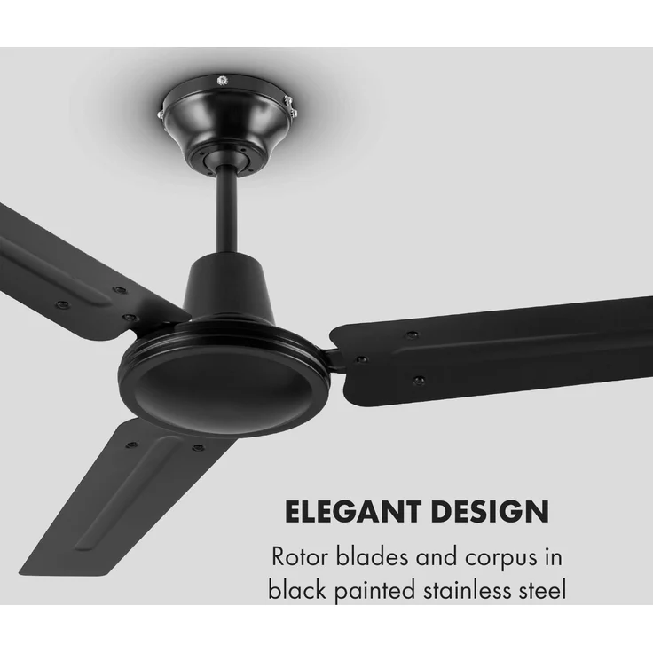 Klarstein Spin Doctor Deckenventilator | 3 Flügel | Ø 48'' - 122 cm | 9963 m³-h | 56 W | 3 Geschwindigkeiten | Wandsteuerung | Edelstahl Schwarz – Bild 5