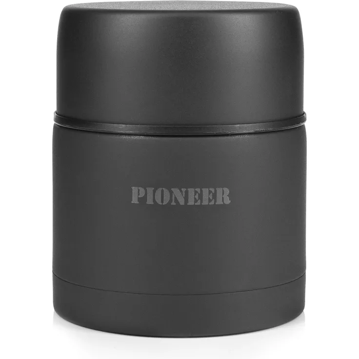 Pioneer Thermo-Speisegefäß 0,5 L Edelstahl Doppelwandig Vakuum-Isolierbehälter 8 Stunden Heiß 24 Stunden Kühl BPA-Frei - Mattschwarz